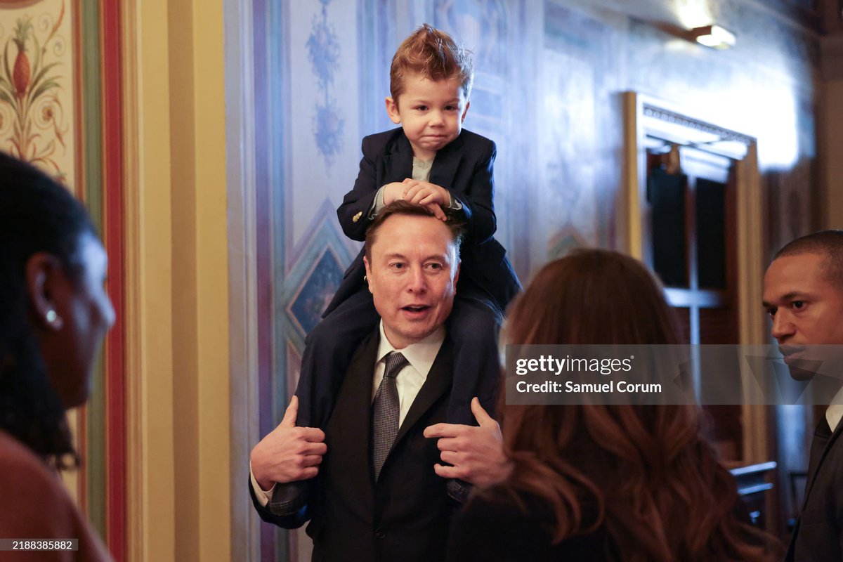 Tesla CEO Elon Musk, Co-Chair of the newly announced Department of Government Efficiency (DOGE), arrives on Capitol Hill with his son to meet with lawmakers about the advisory commission with the stated goal of cutting government spending and increasing efficiency in the U.S.