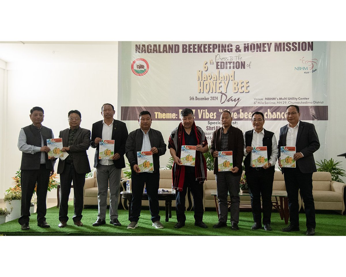 NBHM2023's tweet photo. 🐝 Celebrating the 6th Nagaland Honey Bee Day! 
From insightful sessions on beekeeping to inspiring addresses by Shri Abu Metha &amp; Shri Obed Quinker, the event highlighted the vital role of bees in sustainability. Let's give bees a chance! 
#NagalandHoneyBeeDay #BeezVibes #NBHM https://t.co/KTW7eHfFAI