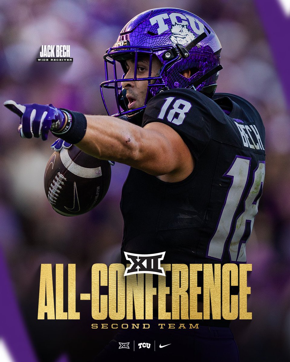 TCUFootball's tweet photo. 🏆 Jack Bech has been named to the All-@Big12Conference Second Team‼️ #GoFrogs https://t.co/UFrlazAAhC