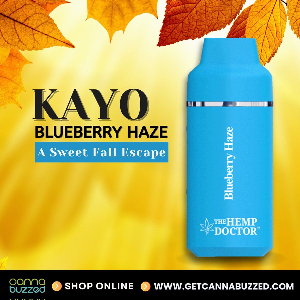 GetCannaBuzzed's tweet photo. ๐งกA Sweet Fall Escape๐
As the leaves change, so can your relaxation. Embrace the soothing sweetness of Blueberry Haze with the Kayo 3g Disposable!๐
โจRelax, unwind, and savor the season.
๐https://t.co/uirHcSdLp7
#GetCannaBuzzed #BlueberryHaze #StayBuzzed #UnwindYourMind https://t.co/pRa9K624iL