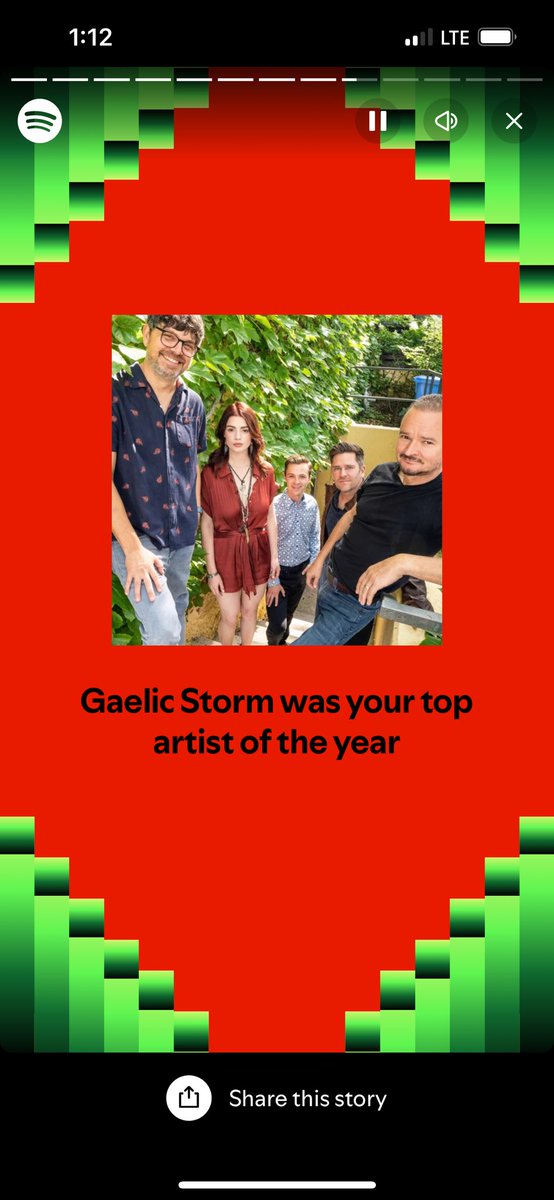 Steveo17033's tweet photo. @GaelicStorm looked at my Spotify wrapped and here’s my top artist of the year! Thanks for all the listens and hope to see you in concert this upcoming year! Cheers! https://t.co/POCfHhSYnF