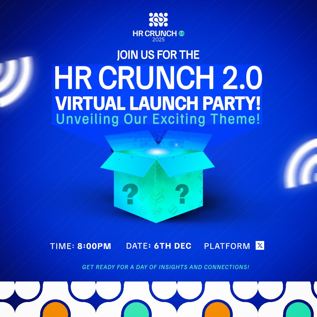 AWFSummit's tweet photo. Join us for the exciting virtual launch party of HR Crunch 2.0! Be the first to uncover our event theme, participate in fun games and wrap up the week🚀🚀. Don’t miss your chance to engage and win amazing prizes! Mark your calendars for this one 💫
#HRCrunch2025 #ThemeUnveiling https://t.co/sB9iduNU2e