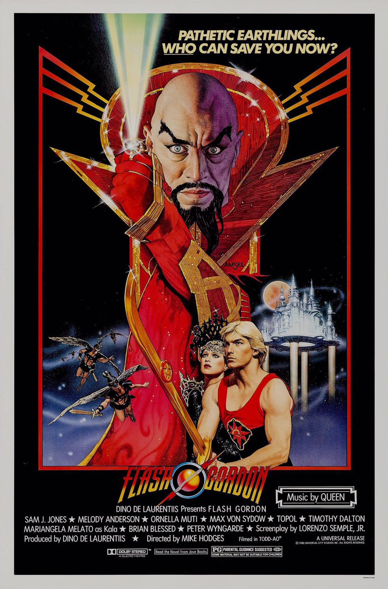 FilmNewsNos's tweet photo. 🎬MOVIE HISTORY: 44 years ago today, December 5, 1980, the movie ‘Flash Gordon’ opened in theaters!

#SamJJones #MelodyAnderson #OrnellaMuti #MaxVonSydow #ChaimTopol #TimothyDalton #MariangelaMelato #BrianBlessed #PeterWyngarde #RichardOBrien #MikeHodges @QueenWillRock https://t.co/zZh5udLekj