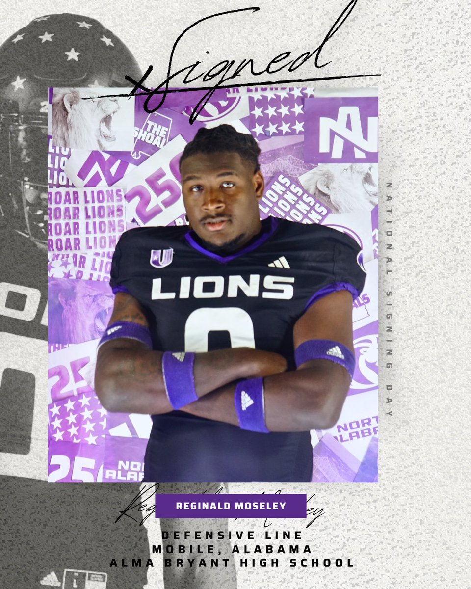 UNAFootball's tweet photo. Reggie Moseley is in #ThePrideof25 ✍️

🏈 DL
📍 Mobile, Ala.
🏫 Alma Bryant HS

#NSD25 | #RoarLions 🦁 https://t.co/7CkpKQ86fX