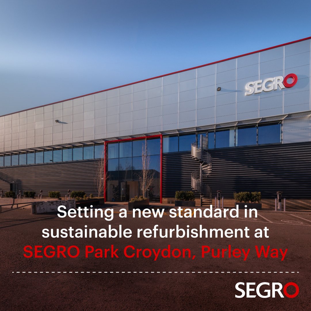 Leading the way in sustainable refurbishment.

Our recent transformation at SEGRO Park Croydon Purley Way shows some of the ways we’re doing it. Sustainable features include:

- Net-zero carbon in operation and targeting BREEAM Outstanding
- 90%+ construction waste recycled or
