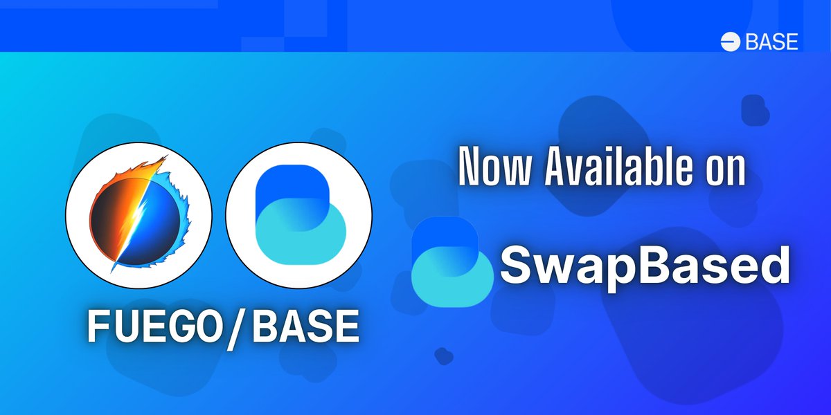 SwapBased (@swap_based) on Twitter photo #SwapBased welcomes <a href="/FUEGO_BASE/">FUEGO</a> to the ecosystem!
Two projects partnering up to raise the <a href="/base/">Base</a> innovation standards π«
Pair $FUEGO and $BASE for the best yields!
swapbased.finance/#/farm #SwapBased welcomes <a href="/FUEGO_BASE/">FUEGO</a> to the ecosystem!
Two projects partnering up to raise the <a href="/base/">Base</a> innovation standards π«
Pair $FUEGO and $BASE for the best yields!
swapbased.finance/#/farm