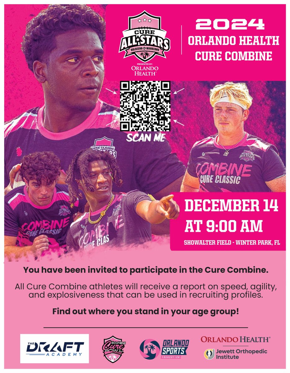 Orlando Health Cure All Stars (@cure_all_stars) on Twitter photo The <a href="/orlandohealth/">Orlando Health</a> Cure All Stars Cure Combine is just 9 days away on Dec. 14th at 9AM from Showalter Field! Sign up today via the link in our bio to showcase your speed, agility, & explosiveness with drills hosted by professional combine trainers from <a href="/DraftAcademy_/">The Draft Academy</a>! The <a href="/orlandohealth/">Orlando Health</a> Cure All Stars Cure Combine is just 9 days away on Dec. 14th at 9AM from Showalter Field! Sign up today via the link in our bio to showcase your speed, agility, & explosiveness with drills hosted by professional combine trainers from <a href="/DraftAcademy_/">The Draft Academy</a>!