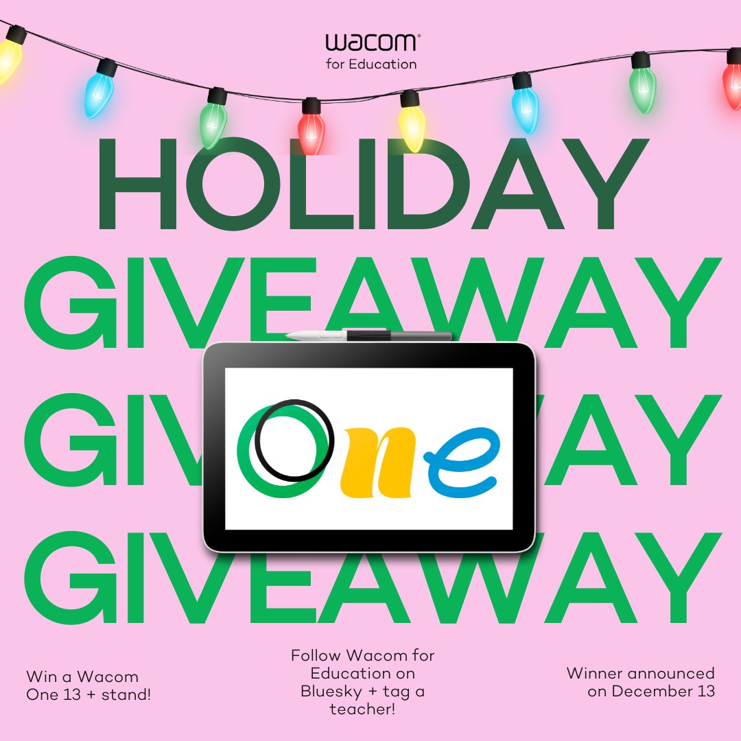 We're spreading holiday cheer with an amazing giveaway! One lucky teacher will unwrap a brand new #WacomOne 13 + stand ✨🎁

🎄Follow us on Bluesky: bit.ly/499LHkH 🦋
🎄Tag a teacher or two!

#Giveaway ends on 12/12 at 11:59pm PST. Wishing you holiday magic + luck! 🍀