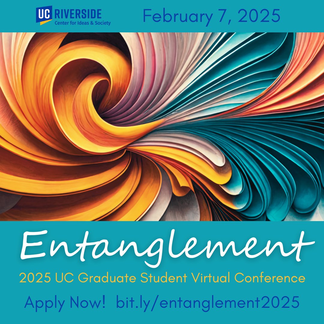 UCHRI (@uchrinews) on Twitter photo Hurry! Only a few weeks left to submit proposals to the 2025 UC Graduate Student Virtual Conference, hosted by <a href="/UCRideas/">UCR Center for Ideas & Society</a> (in collaboration w/ UCHRI/UCHN).
All UC grad students in the humanities, arts, & social sciences are eligible. Apply by Dec. 20: bit.ly/415xjYu Hurry! Only a few weeks left to submit proposals to the 2025 UC Graduate Student Virtual Conference, hosted by <a href="/UCRideas/">UCR Center for Ideas & Society</a> (in collaboration w/ UCHRI/UCHN).
All UC grad students in the humanities, arts, & social sciences are eligible. Apply by Dec. 20: bit.ly/415xjYu