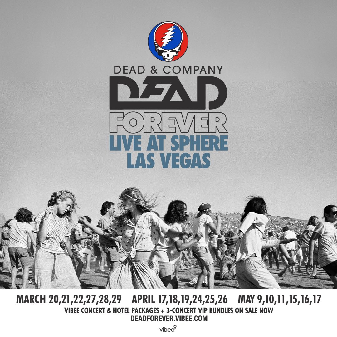deadandcompany's tweet photo. Dead Forever - Live At @SphereVegas VIP Concert &amp; Hotel Packages are on sale now at https://t.co/m2N1k0u1F8.🌹💀⚡️ https://t.co/Hlc3b8AH8p
