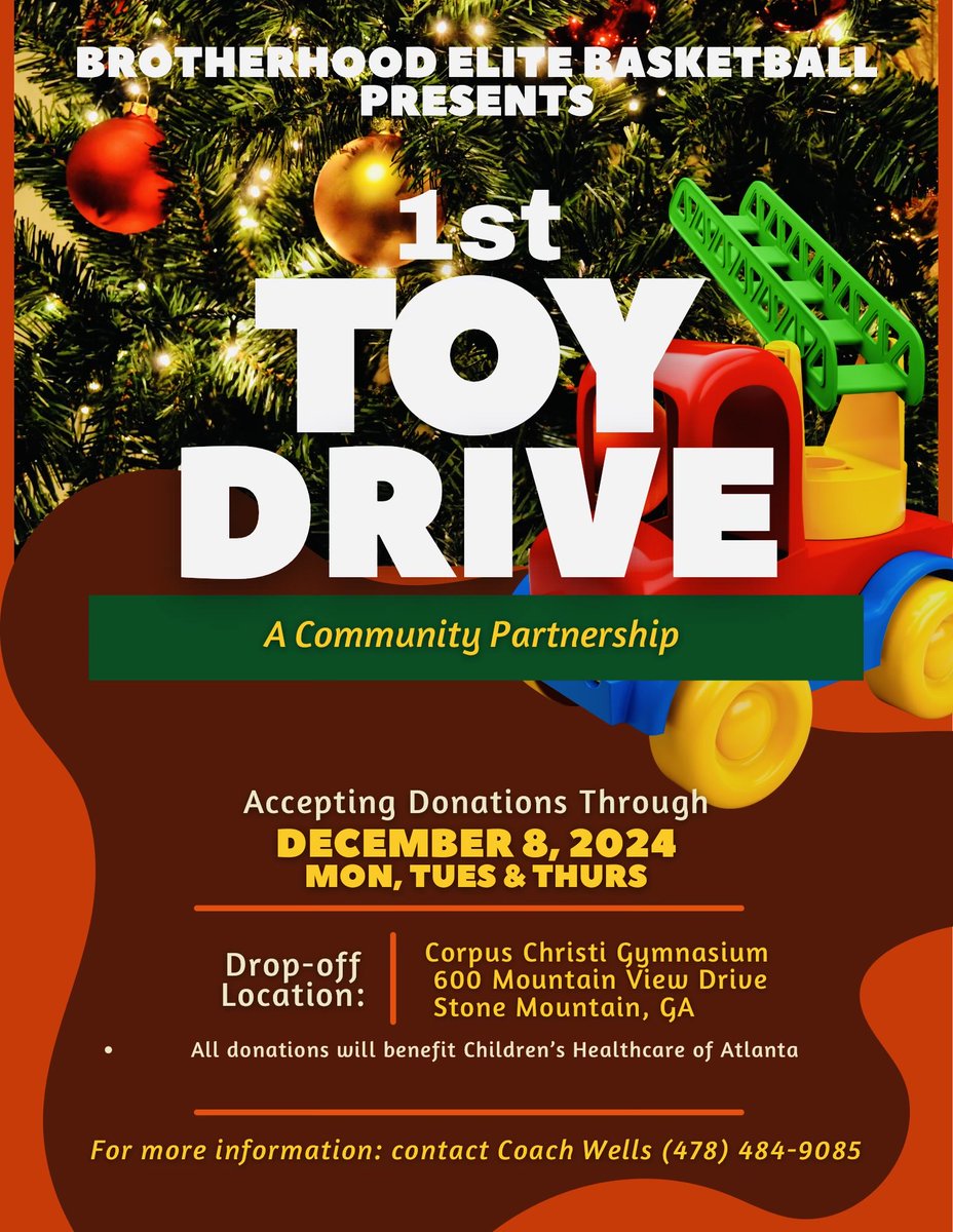 Rodriqueswells1's tweet photo. Brotherhood elite 1st toy drive extended to the 11th of December all toys go to children’s healthcare of Atlanta. https://t.co/nTlJVq186l