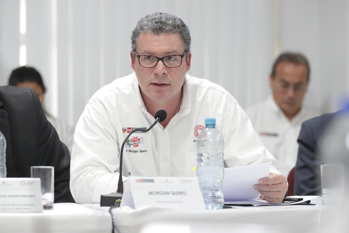 MineduPeru's tweet photo. En la IV sesión del #Conasec, el titular de Educación, Morgan Quero, informó las acciones que su sector ha realizado en materia de seguridad y convivencia escolar en las instituciones educativas para proteger a los estudiantes y garantizar un ambiente seguro en las escuelas. https://t.co/WXkd5McGdp