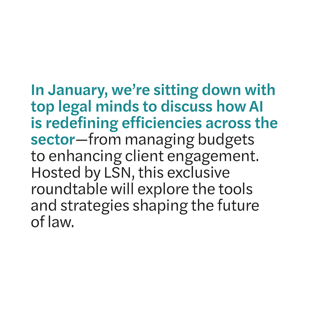 Epigramcreative's tweet photo. 💼 How Can AI Help Law Firms Do More with Less?
In January, we’re sitting down with top legal minds to discuss how AI is redefining efficiencies—from managing budgets to enhancing client engagement. Hosted by LSN, this roundtable will explore tools shaping the future of law. https://t.co/uLg0lAwRSA