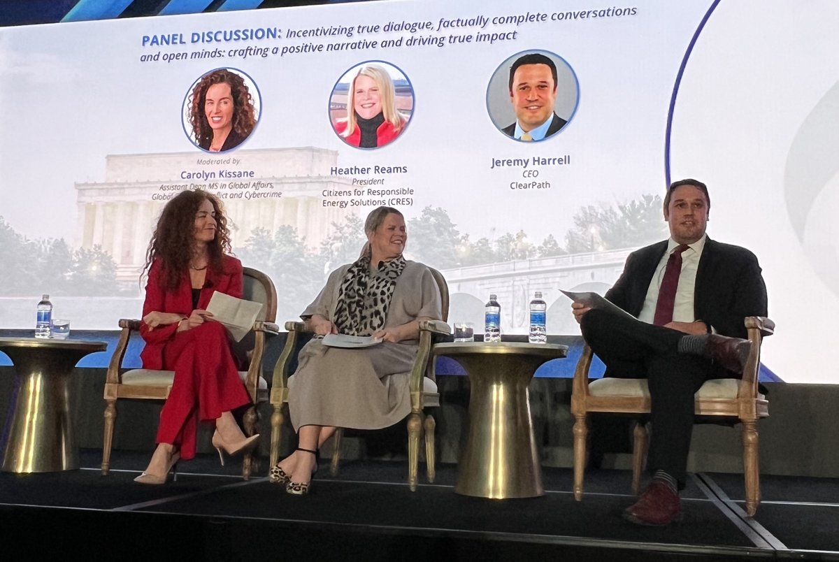 ClearPathAction's tweet photo. CEO @jharrell discussed U.S. leadership in clean energy innovation and the critical role of natural gas in a low-carbon power sector at Energy Dialogue’s North American Gas Forum panel alongside @heather_reams, President of @CRESenergy, and @CarolynKissane from New York University.