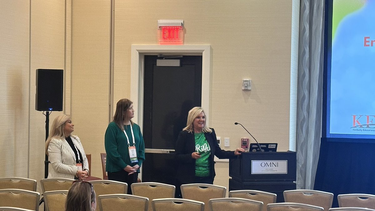 KEDC1's tweet photo. “Empowering Educational Champions”. The fight against chronic absenteeism is a journey we are embracing together!  Kudos to Dr. Rachel Holbrook, Mrs. Nancy Hutchinson, and Mrs. Trisha Carroll for leading the fabulous presentation at @AESAnetwork!  #WeAreKEDC https://t.co/w9U5cPlUXo