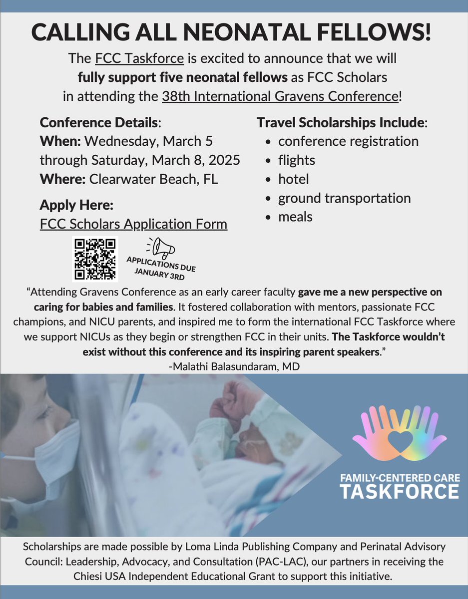 FccTaskforce's tweet photo. Calling all Fellows!
Join the #FCCTaskforce at the Graven's Conference!
#nicu #fcc #neotwitter @NeoTECaN https://t.co/5CGthQnKHG