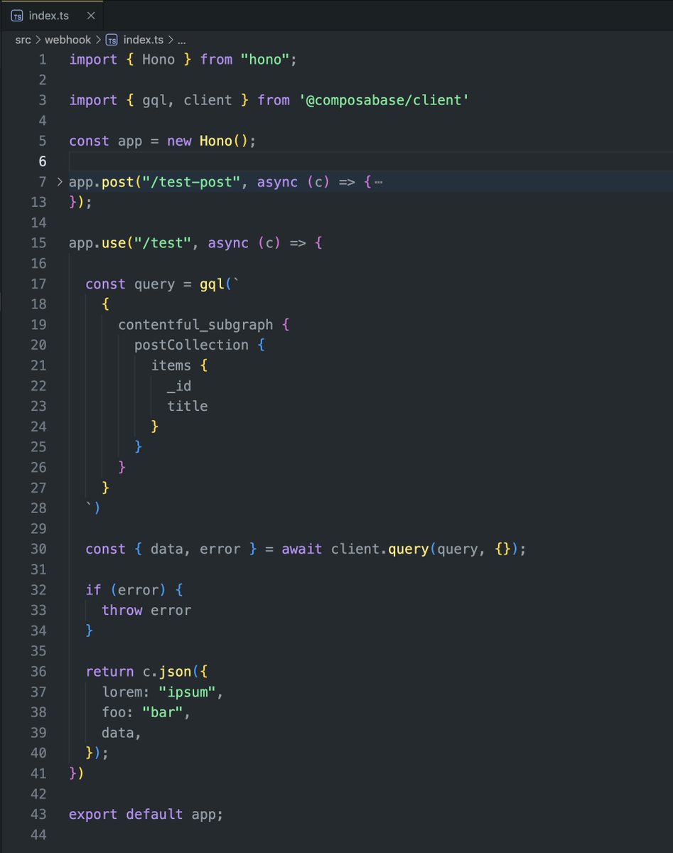 jmolivas's tweet photo. In the upcoming release of @composabase , you’ll be able to define "webhooks" using Hono, enabling seamless execution of GraphQL queries and AI integrations when your data changes.

Why this matters: Imagine your app or CMS automatically embedding and storing updated vector data whenever your source changes. Dynamic, efficient, and effortless.

We can’t wait to see what you’ll build! 🚀