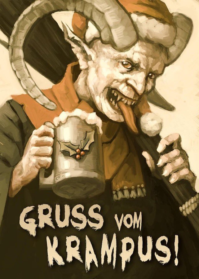 botolphus's tweet image. Krampusnacht is upon us already - Weihnachtsgrüße vom Krampus!

Perfect night for a dark brew in a pewter tankard, methinks.

smithsonianmag.com/travel/krampus…

nationalgeographic.com/news/2018/12/1…

#Krampusnacht #Krampuslauf

(Art by Chris Reach)