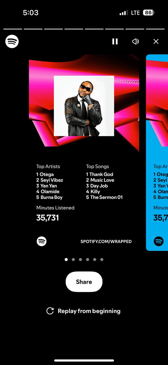 classytee27's tweet photo. My Spotify wrapped na pastor Stephen all time. my love for @otegabillz no be small❤️ https://t.co/y4fu3uAdYj
