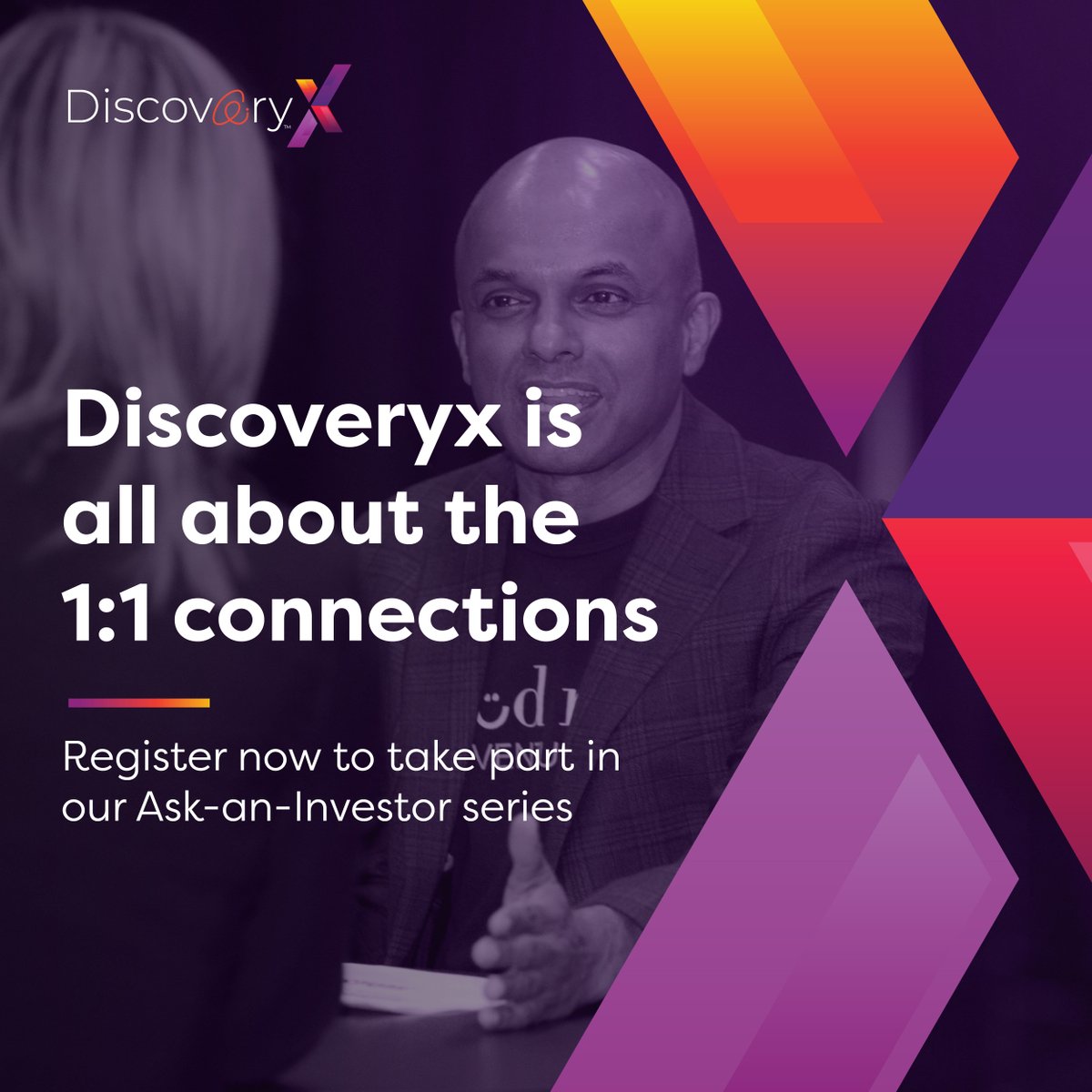 Our Ask-an-Investor area at #DiscoveryX puts you face-to-face with investors from your industry! Last year we facilitated over 345 personalized meetings between investors and entrepreneurs. 

Register today to start building meaningful connections!  
tinyurl.com/y6jj425j
