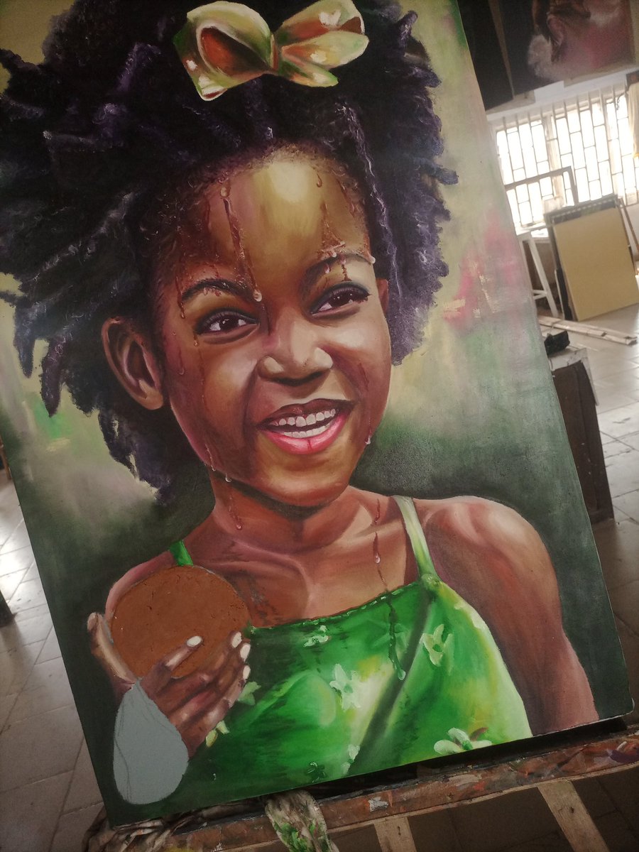 seunsart's tweet photo. 90% done
Oil color on canvas 
Title=Excitement 
Childhood expressions through colour 
Last shot coming up💚 https://t.co/4XdpLHb9PT