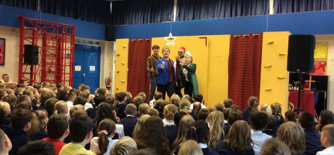 Today the children were treated to a brilliant and entertaining performance of 'Herald of Herod' by 4Front Theatre.

Thanks to 4Front Theatre and Burnham Baptist Church for their support of the event, we all enjoyed it.