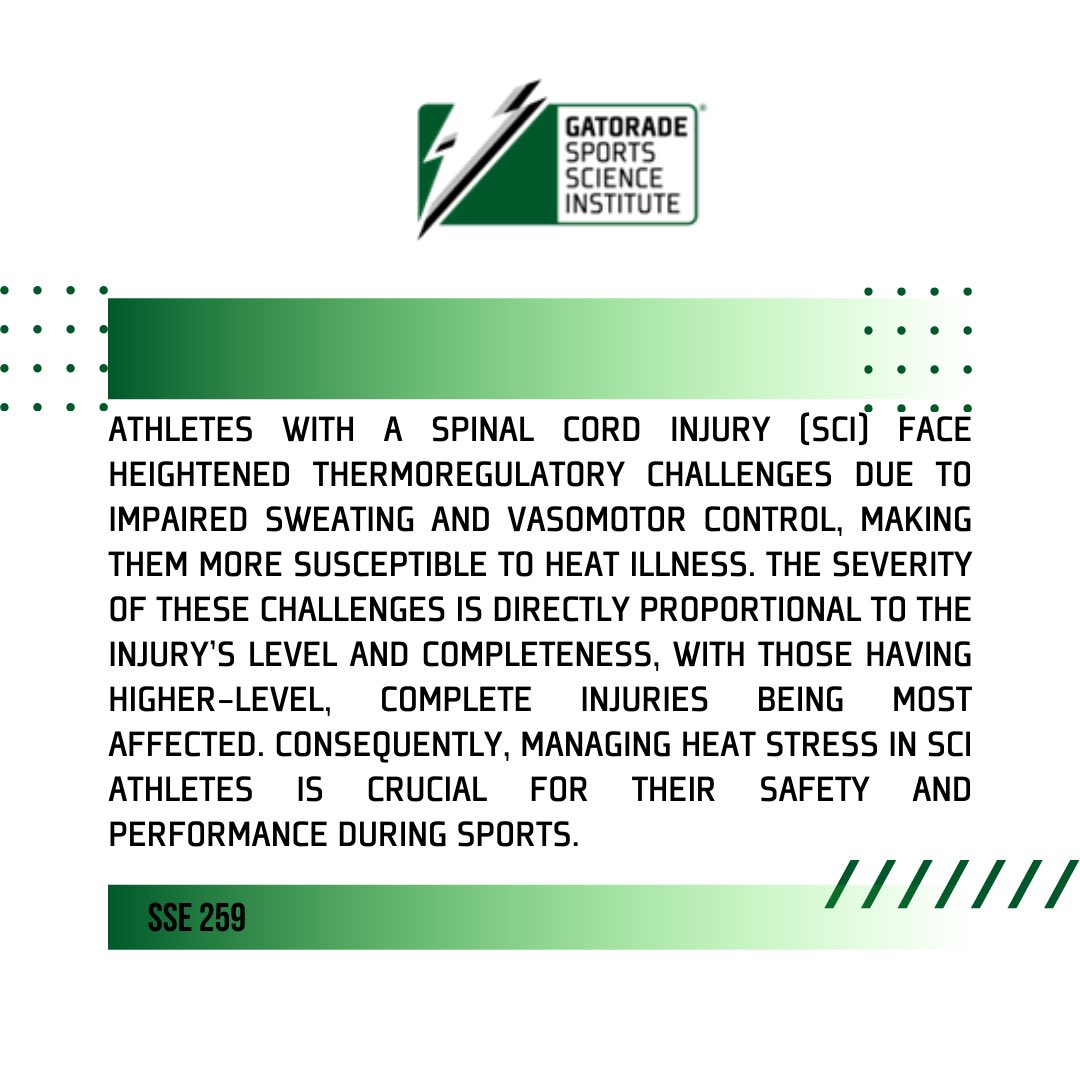 How do thermoregulatory challenges impact para-sport athletes? And what conversations should practitioners have to support and help them optimize their performance? 

Check out the latest SSE from #GSSI to learn more: gssiweb.org/en/sports-scie…