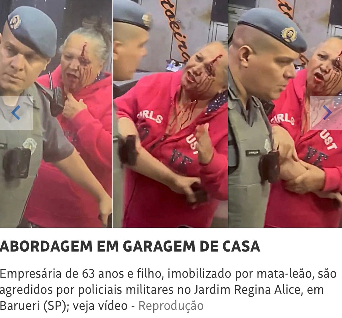 monicabergamo's tweet photo. PM de São Paulo, um retrato (mais um): batendo em mulher. No caso, uma senhora. De 63 anos. https://t.co/Xb69zZ0EjP