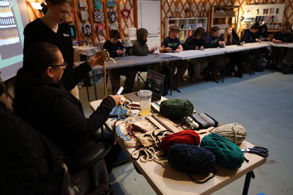 CoastMtnAcademy's tweet image. Grade 9 class students had the incredible opportunity to participate in a hands-on traditional weaving workshop with Spelexilh Anjeanette (Angie) Dawson of the Sḵwx̱wú7mesh Úxwumixw.
Thank you Angie for sharing your deep knowledge and skills. #culturallearning #traditionalarts
