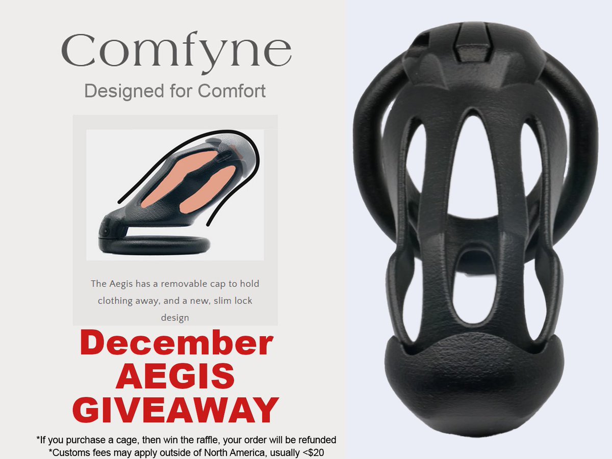 It's December!  Let's celebrate the holidays by giving away a Comfyne Aegis.

To enter
💌 Follow <a href="/comfyne/">Comfyne</a>
AND
🔄 Like and retweet this post ​

We design and make comfortable, beautiful cages, created with uncut folk in mind

Ends: December 31st
comfyne.com