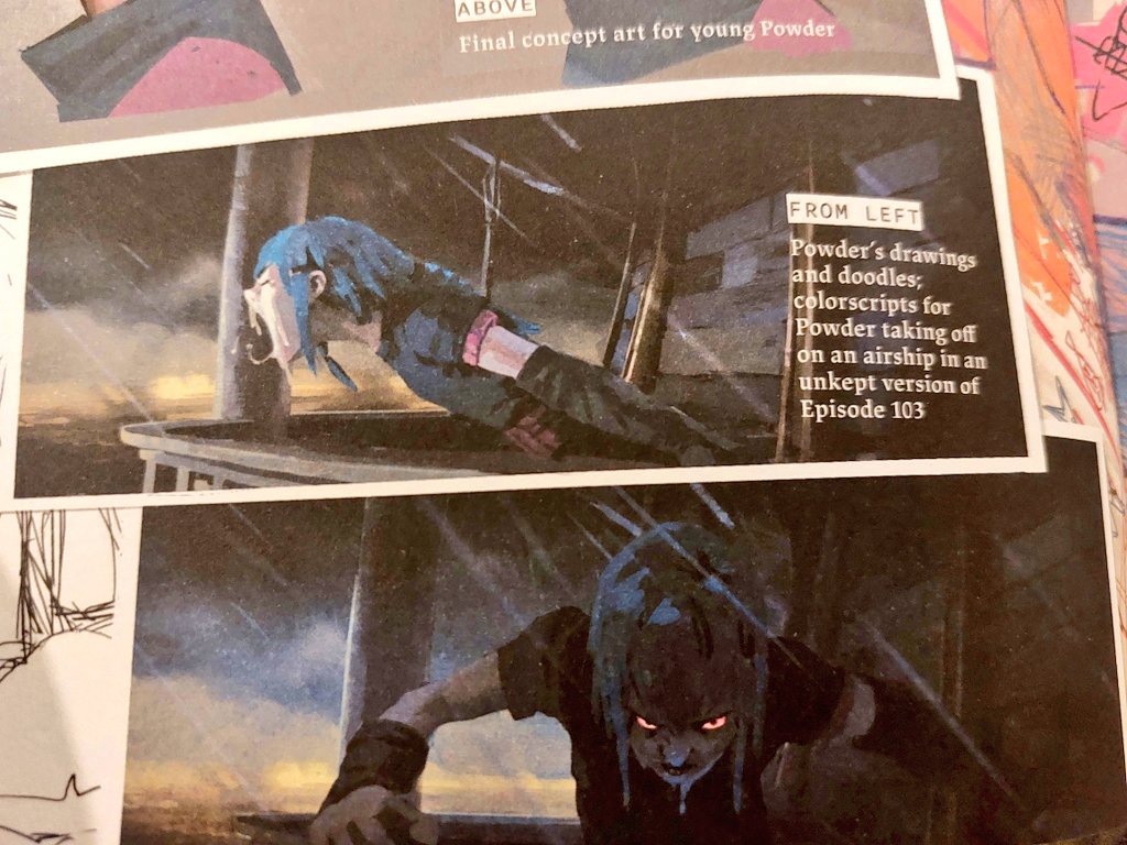 "At the end of the old Episode 103, Powder was on the airship and the last shot was the airship taking off with the camera following it. Powder became Jinx in a scene where screamed for like, 30 seconds."