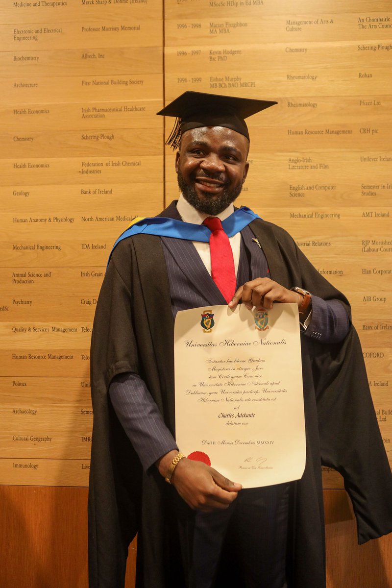 lordcharles01's tweet photo. Graduated in style.

LLM (First Class). 

Soli Deo Gloria. #AManHelpedByGod https://t.co/C23QvOtjvz