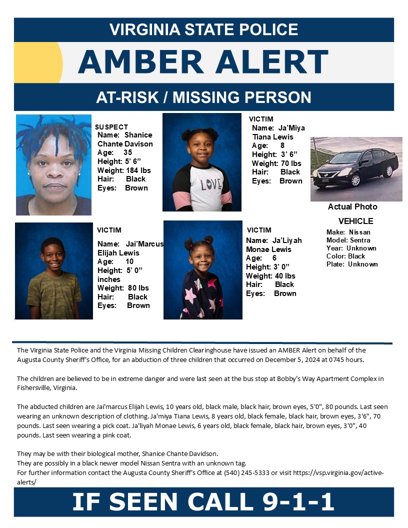 #BREAKING: Yes, you just got an Amber Alert on your phone. It's based in Augusta County, VA. Here's the info. <a href="/WAVY_News/">WAVY TV 10</a>