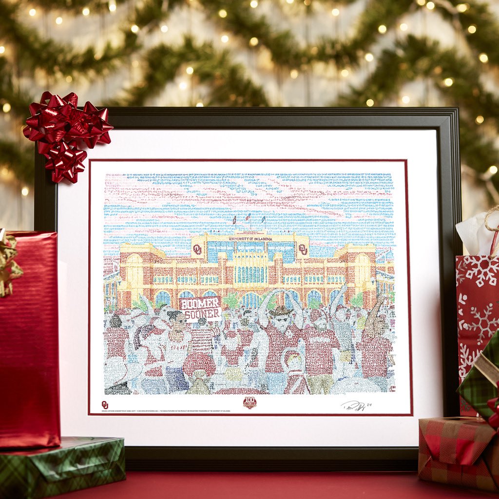Every Sooner win ever!

200+ hours handwriting 944 wins to create the Palace on the Prairie , celebrating 100 years of Gaylord Family - Oklahoma Memorial Stadium!Have fun finding your favorite games and reliving the memories with this print!

Go Sooners!

artofwords.com/products/oklah…