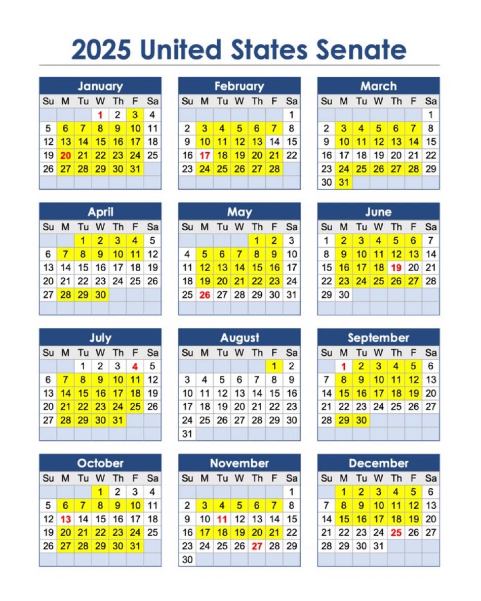 Look at this! The newly led <a href="/SenateGOP/">Senate Republicans</a> are in for 10 straight weeks. Lots of confirmations on the To-Do list. Make your visitation plans accordingly. <a href="/AmericanCCo/">American Cannabis Collective</a>