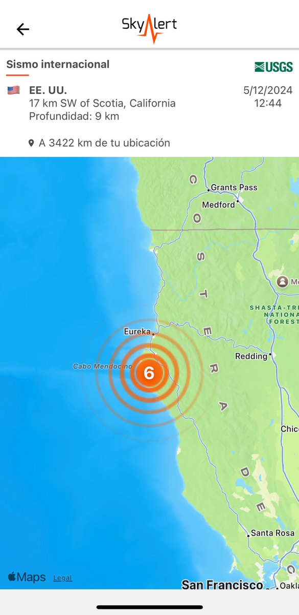 SkyAlertMx's tweet photo. #ÚltimaHora - se registra #sismo en la costa de California 🇺🇸de magnitud preliminar 6.0 (USGS). https://t.co/DLlBitbJD2