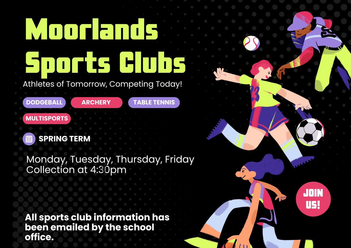🎉 After-School Sports Clubs – Book Now!

Details on our exciting clubs have been sent to the email address registered with the school office. Places are limited, so booking is essential. Don’t miss out—secure your spot today! 🏀⚽🏃‍♀️