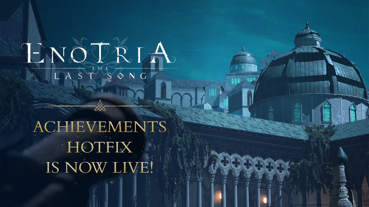 enotriagame's tweet photo. 🎖Great news, Maskless Ones! 🎖
A long-awaited hotfix for the achievements is now LIVE!
Best of luck on your achievement-hunting endeavours! 🥇
#EnotriaTheLastSong #PS5 #Steam https://t.co/TO7bps2pd9