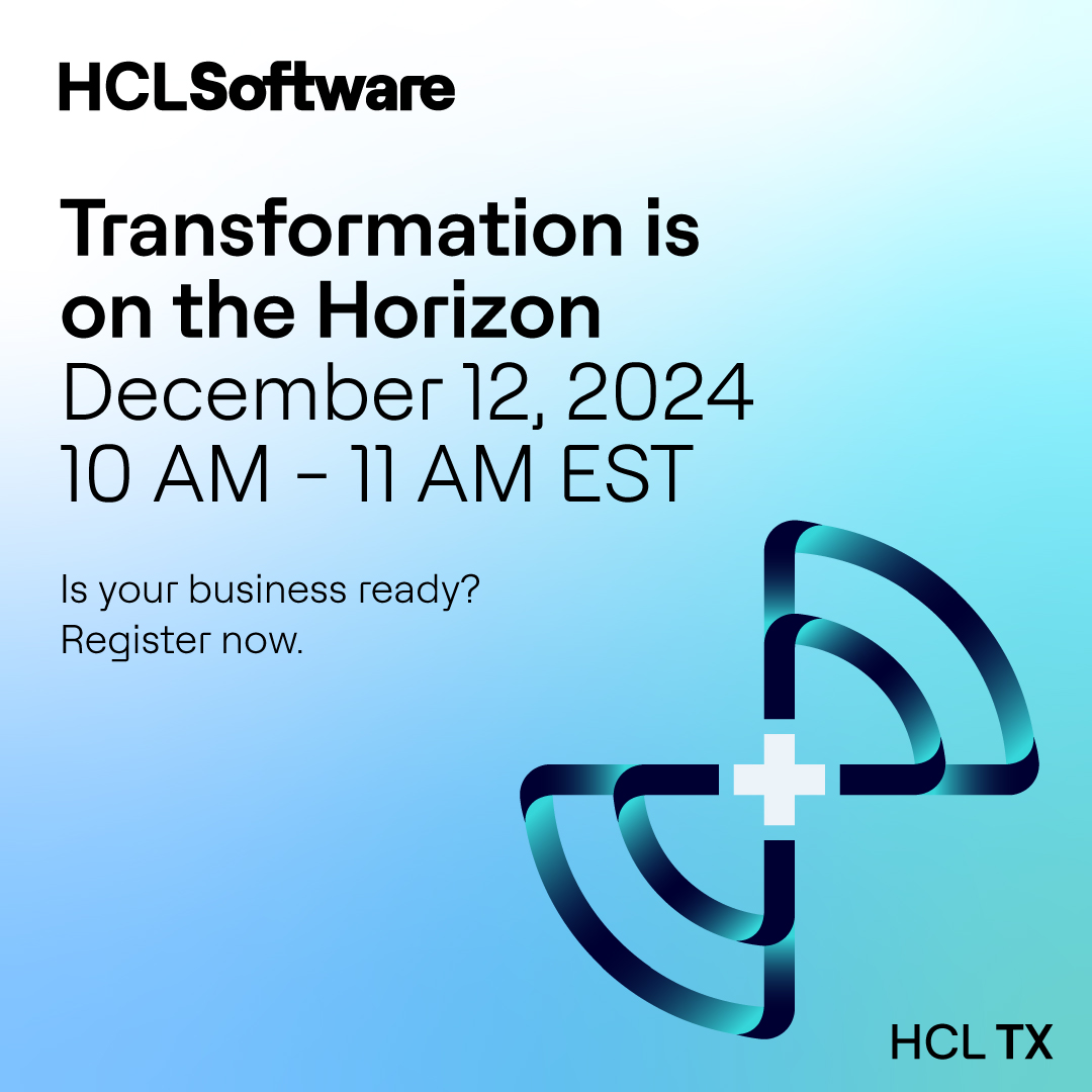HCL Digital Solutions (@hcldigital) on Twitter photo Join us on December 12, 2024, for HCL Horizons, where we’ll introduce #HCLTotalExperience. It is designed to help businesses transform with seamless, integrated, and consistent digital solutions.
Stay tuned for more! ➡️ hclsw.co/s7vv60
#totalexperience <a href="/HCLSoftware/">HCLSoftware</a> Join us on December 12, 2024, for HCL Horizons, where we’ll introduce #HCLTotalExperience. It is designed to help businesses transform with seamless, integrated, and consistent digital solutions.
Stay tuned for more! ➡️ hclsw.co/s7vv60
#totalexperience <a href="/HCLSoftware/">HCLSoftware</a>