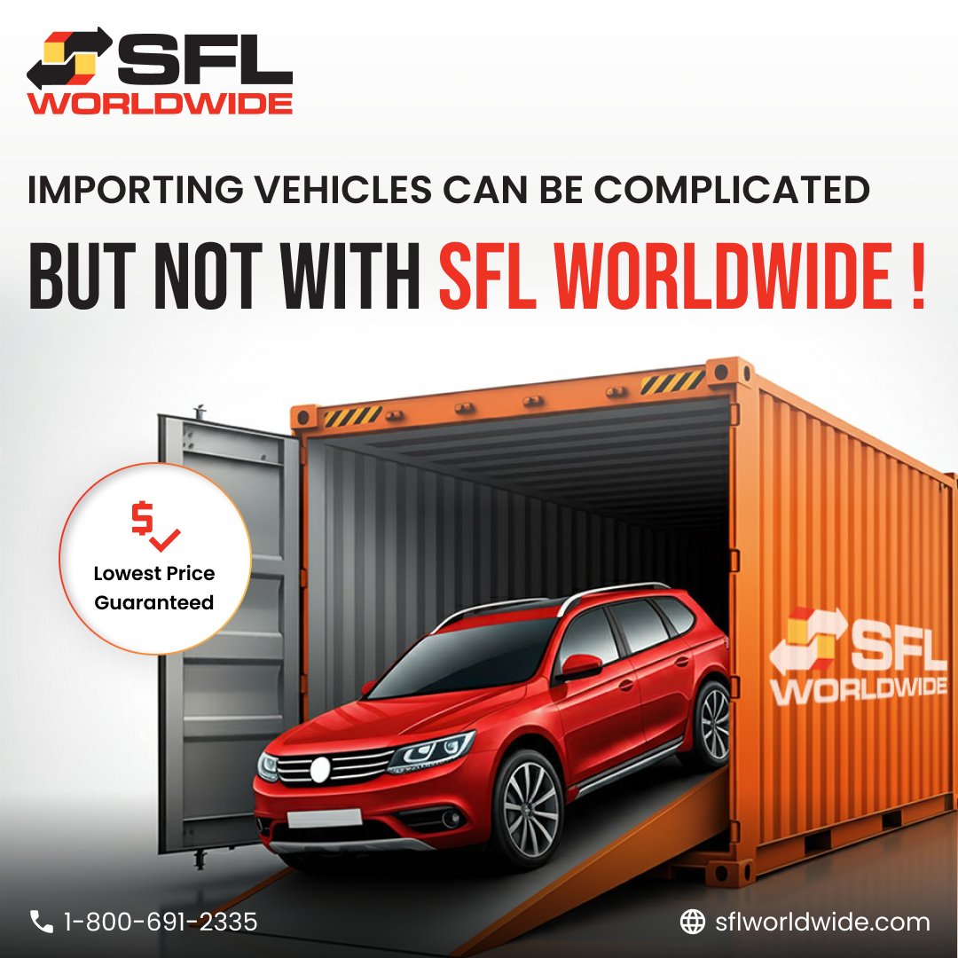 SFLWorldwide's tweet image. 🚗 IMPORTING VEHICLES MADE EASY WITH SFL WORLDWIDE! 🚗

📞 Call +1-800-691-2335 or visit sflworldwide.com to get started!
#VehicleImport #CustomsExperts #OnTimeDelivery #GlobalShipping #CustomCrating #InternationalRelocation #StressFreeMove #GlobalRelocation