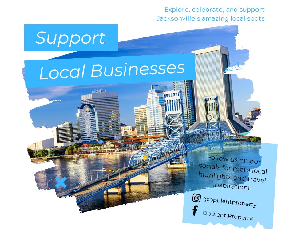 OpulentSTR's tweet photo. Let’s show love to the local businesses that make Jacksonville shine! 

From restaurants to boutiques, supporting local keeps our community vibrant and thriving. Follow us for tips on where to eat, shop, and explore!

#supportlocal #Jacksonvillelove #communityfirst https://t.co/8NWXjmcnQC