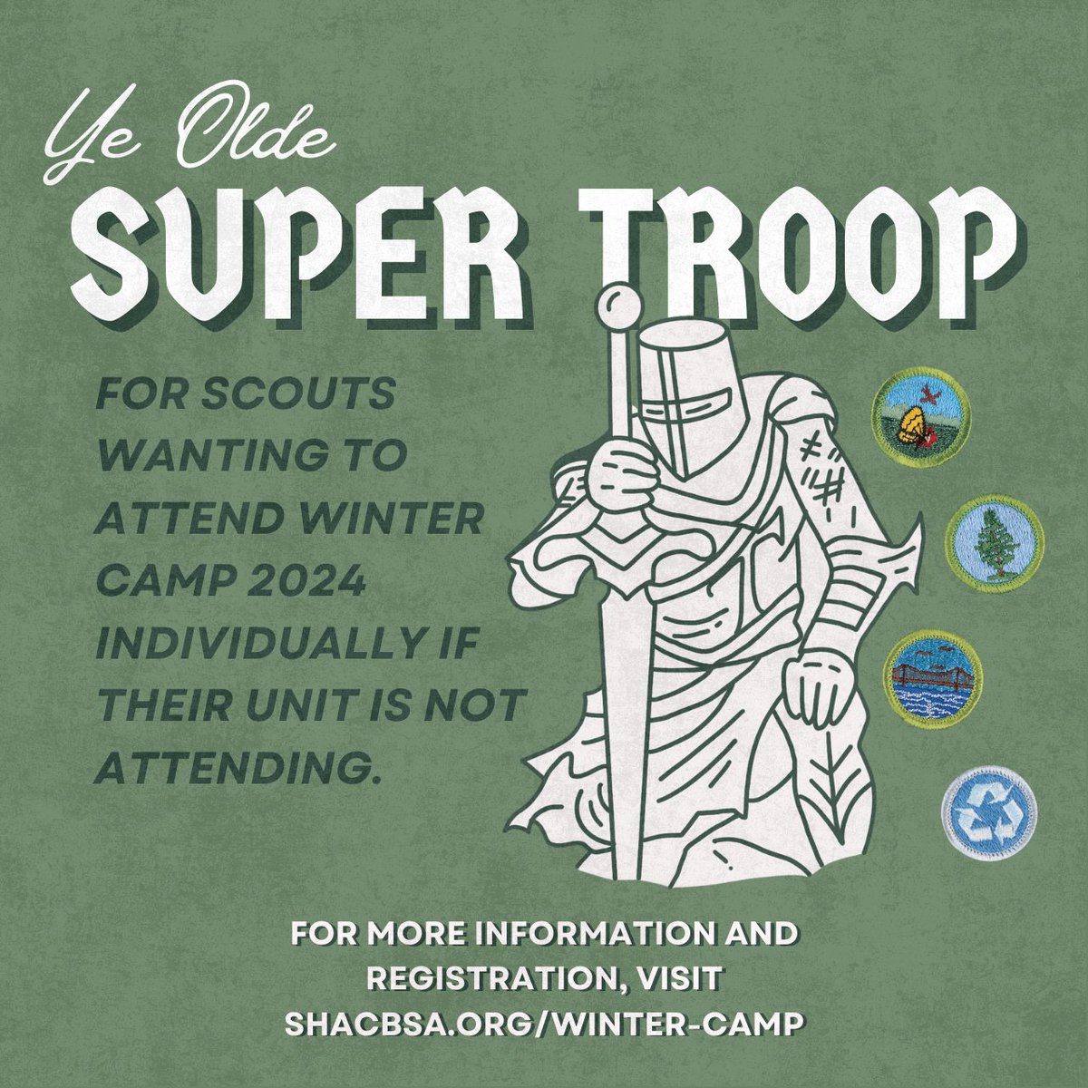 Interested in attending camp, but your troop is not going? Don't worry, Super Troop is here to save the day! Register today to attend with scouts from around the council at shacbsa.org/winter-camp #scoutmein #samhoustonbsa #campstrake #wintercamp
