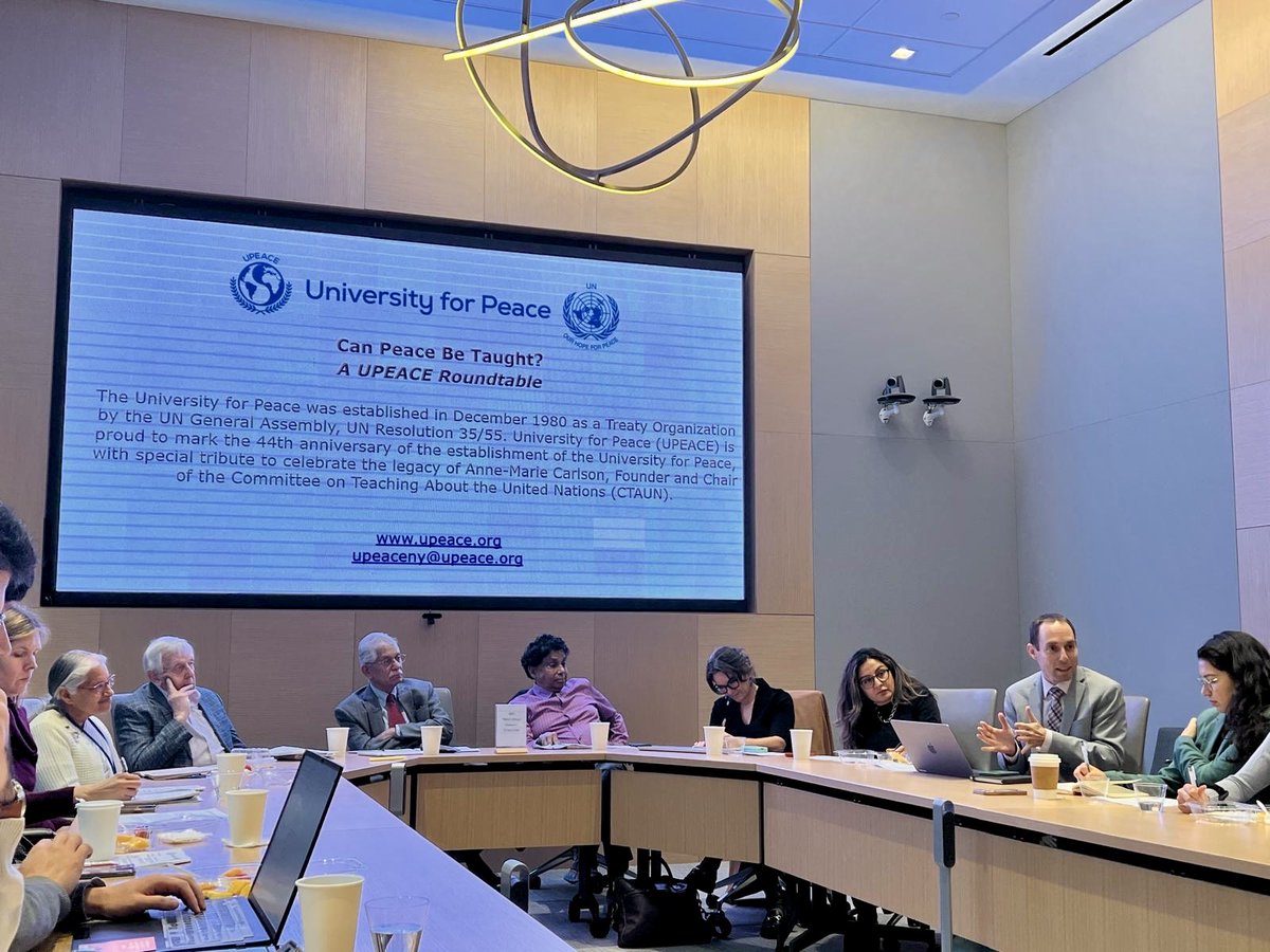 Daniel Perell (@danielperell) on Twitter photo Thank you <a href="/UPEACE/">University for Peace</a>, <a href="/Ramu_Damodaran/">Ramu Damodaran</a> and all for the opportunity commemorate the 44th anniversary of the University for Peace.
Can peace be taught? This question leads to exploring peace itself, notions of progress, and human identity. A profound & timely conversation, indeed! Thank you <a href="/UPEACE/">University for Peace</a>, <a href="/Ramu_Damodaran/">Ramu Damodaran</a> and all for the opportunity commemorate the 44th anniversary of the University for Peace.
Can peace be taught? This question leads to exploring peace itself, notions of progress, and human identity. A profound & timely conversation, indeed!