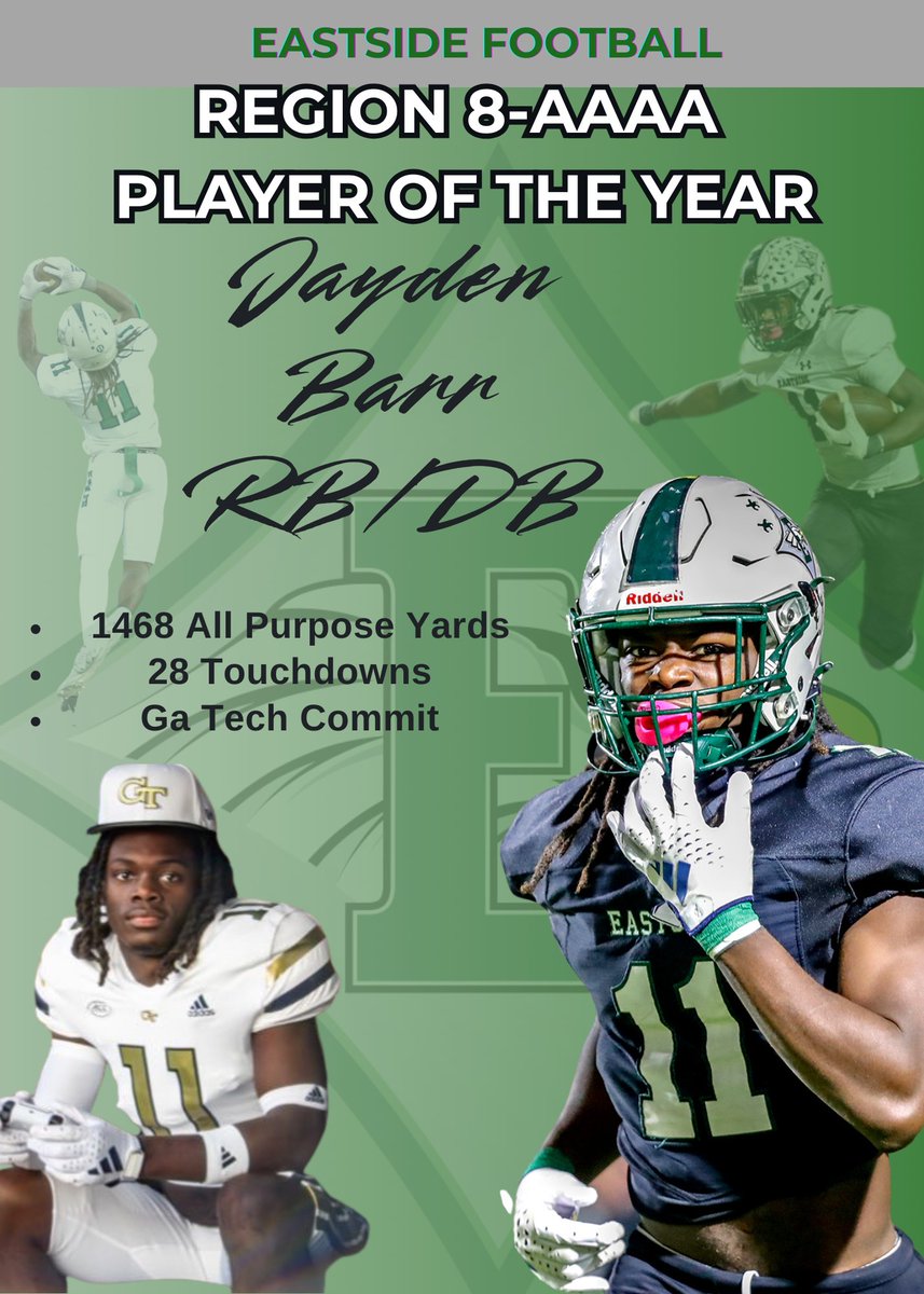 Eastside Eagles Football (@eastsidefb) on Twitter photo Congratulations to Jayden Barr <a href="/JaydenBarr111/">Jayden Barr</a>  for being named the Region 8-AAAA  Player of the Year!! Congratulations to Jayden Barr <a href="/JaydenBarr111/">Jayden Barr</a>  for being named the Region 8-AAAA  Player of the Year!!