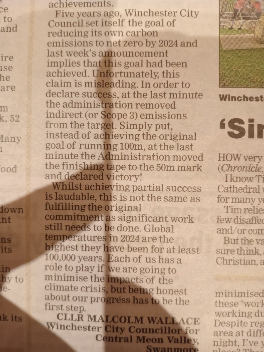 Don't be misled by the libdems claim they have achieved their carbon reduction targets

My letter to the Hampshire chronicle this week

<a href="/WinGreenParty/">Winchester Greens</a>