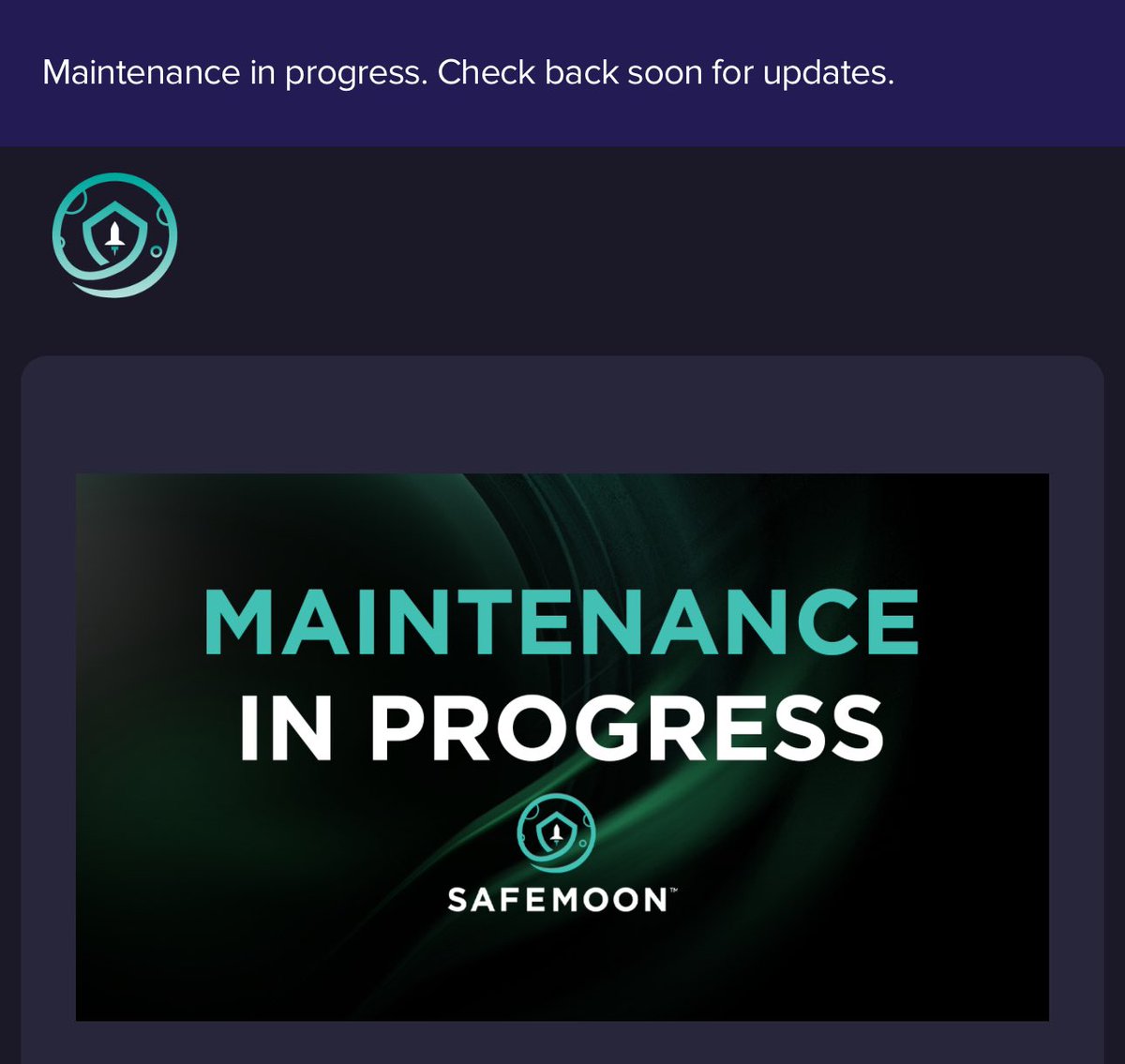 theeSafeMoonGuy's tweet image. The #SafeMoonSWaP is currently under maintenance. 

For those wondering, the SWaP has more than a handful of partners waiting to get this ecosystem back up and running as well. 

I believe some things have to happen in a certain order. I also believe when the SWaP becomes active