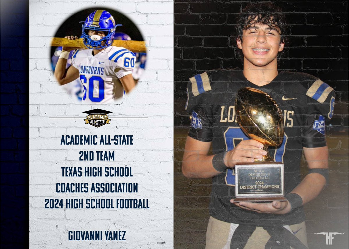 HFISD_Longhorns's tweet photo. THSCA ACADEMIC ALL-STATE TEAM!🏈

Congratulations to Giovanni Yanez, Drew Pritchard, Hayden Lyday, Delino Doucet, Maddox Huber, and Kaleb Loiacano 
on being selected to the 2024 THSCA Football Academic All-State Team!
(Thread)
@giovanniyanez07 @maddoxhuber06 @kaleb_loiacano https://t.co/oZtXreaKn4