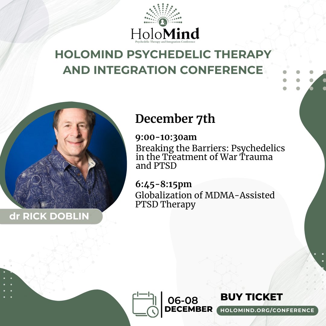 I will be at the Holomind Conference in Poland, December 6-8, where I’ll be sharing insights on the Globalization of MDMA-Assisted PTSD Therapy and discussing how psychedelics are breaking barriers in the treatment of war trauma and PTSD.

holomind.org/bilety/