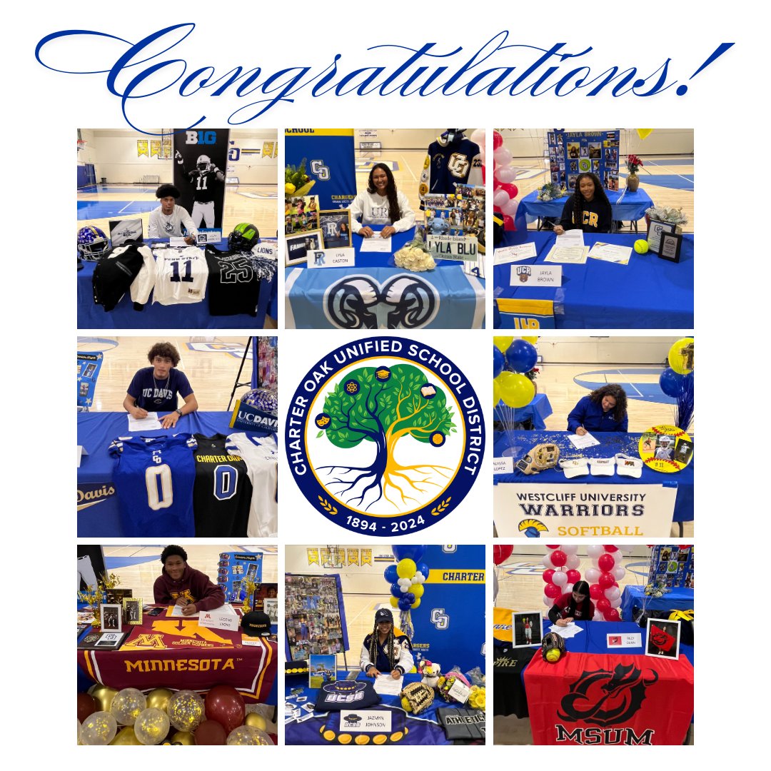 We love celebrating our students. Family and friends witnessed eight of our student-athletes officially sign their commitment to play with Division I colleges. We are excited for the next chapter in your lives and cannot wait to see all the amazing things you accomplish. #COUSD
