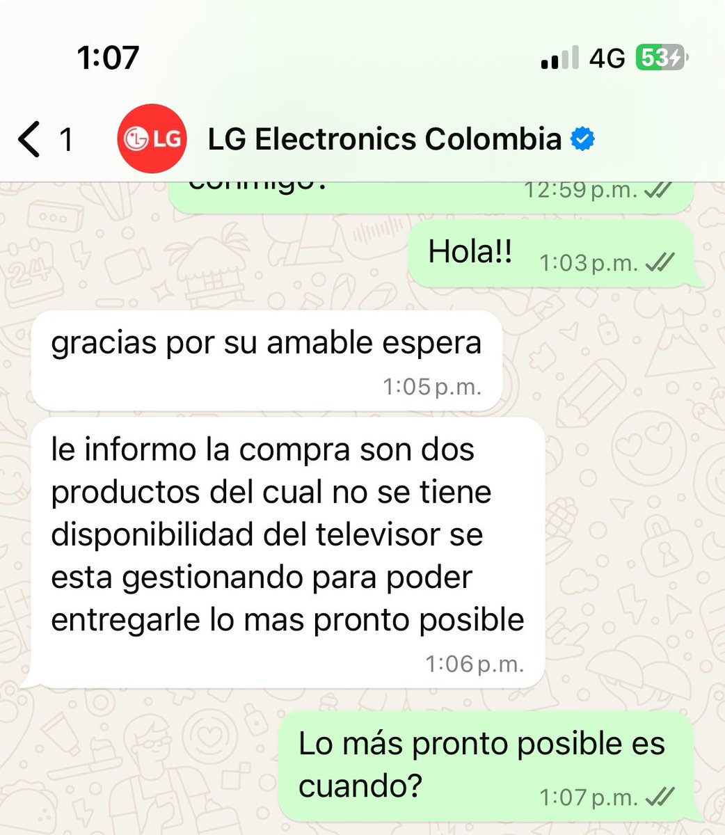 edlopezc's tweet photo. @lg_colombia La expectativa de entrega en 24 horas y que te digan 10 días después de llamadas y contactos diarios que no tienen el producto que compraste! #realidad #publicidadengañosa https://t.co/608ejQ0tyG